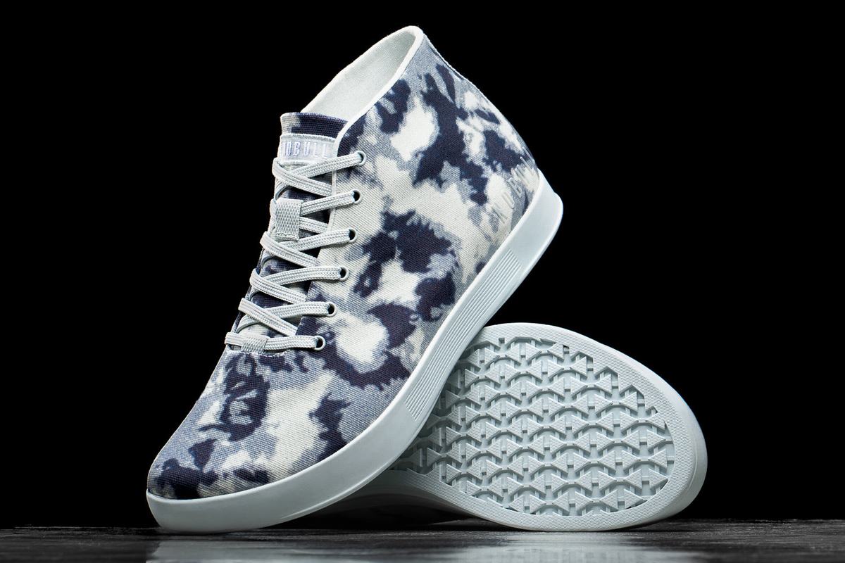 Nobull Tie-Dye Canvas Mid Men's Trainers Navy | Australia (DS4290)